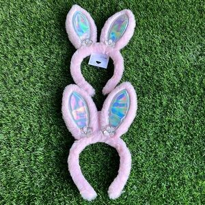 CLAIRES Pink Plush Iridescent Bunny Ears (x2) Costume Dress Up